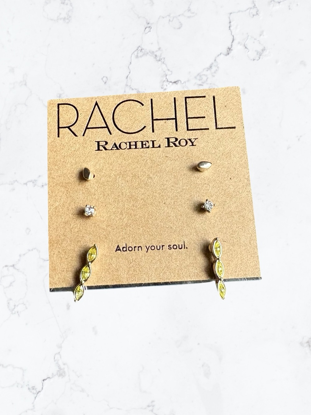 RACHEL Rachel Roy Gold-Tone Earring Set with Yellow Marquise Accents